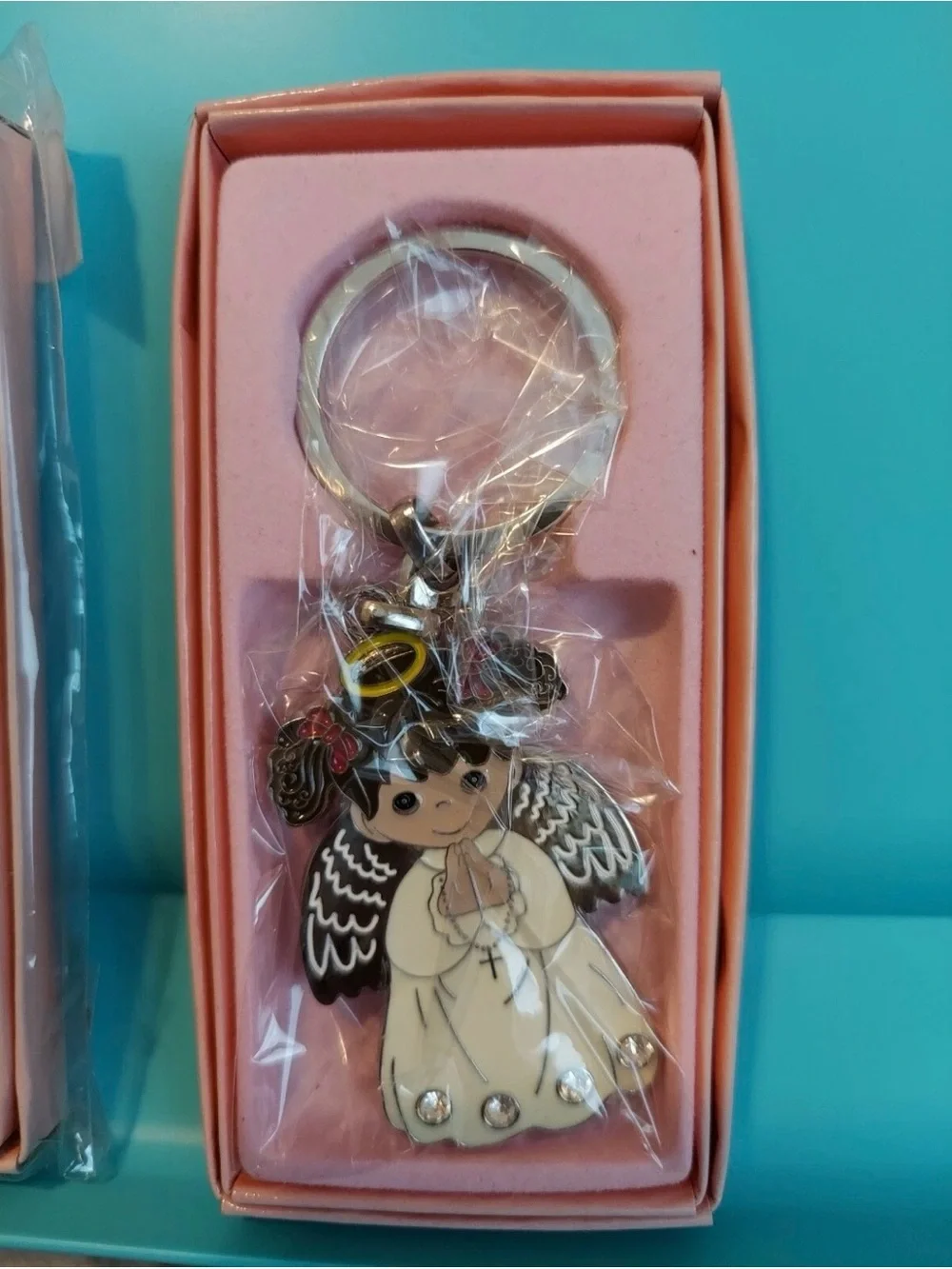 Cute Angel Keychain Set - Pink and Blue Baptism Favors 8 Pieces